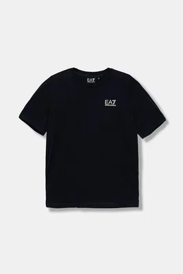 Dětské bavlněné tričko EA7 Emporio Armani černá barva, s potiskem, 7B000020 AF10378