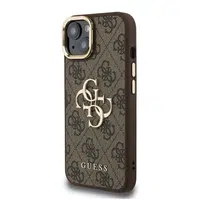 Zadní kryt Guess PU 4G Metal Logo Stand Camera Frame pro Aplle iPhone 14, hnědá