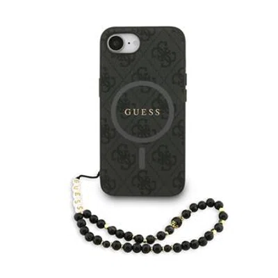 Zadní kryt Guess PU Leather 4G Colored Ring Strap MagSafe pro Apple iPhone 16, černá
