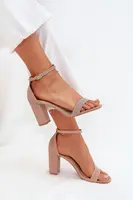 Boto Lesklé Dámské Sandály Na Podpatku Růžové Zlato Kavina