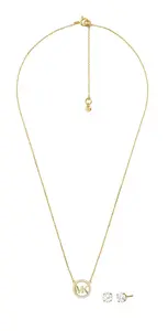 Michael Kors Pozlacená souprava stříbrných šperků MKC1260AN710 (náhrdelník, náušnice)