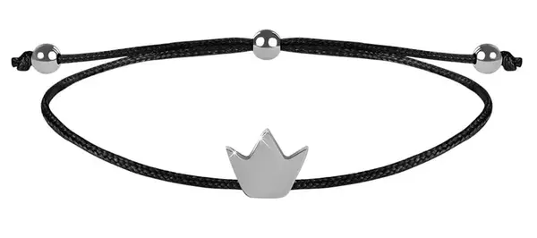Troli Šňůrkový náramek Korunka černá/ocelová