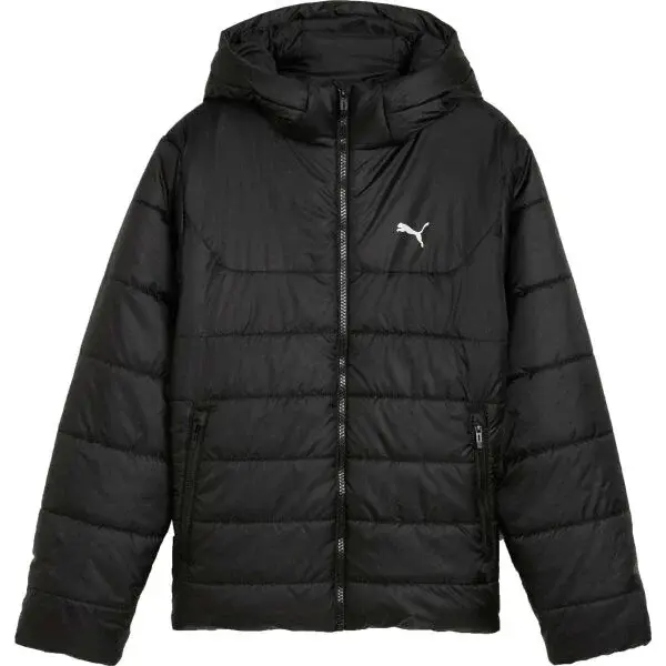 Puma ESSENTIALS HOODED PADDED JACKET Dětská bunda, černá, velikost