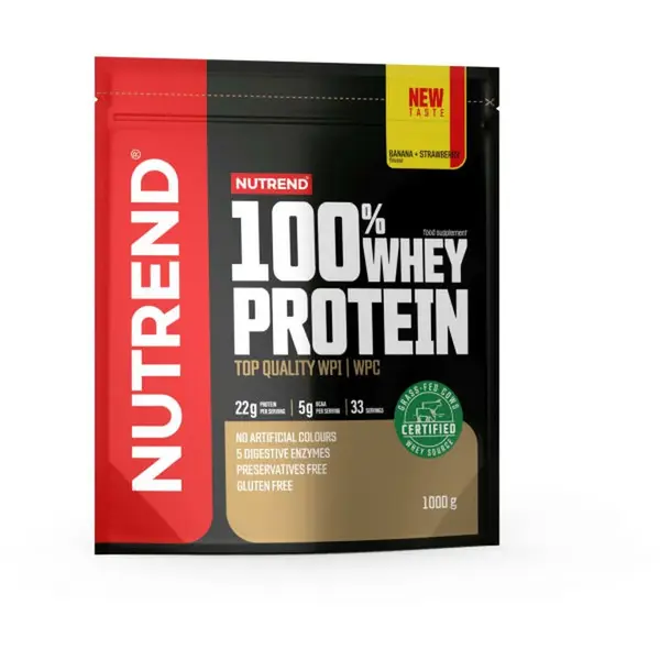 Nutrend 100% WHEY PROTEIN 1000 G BANÁN-JAHODA Protein, , velikost 1 KG