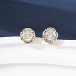 Brass Micro Pave Clear Cubic Zirconia Stud Earrings