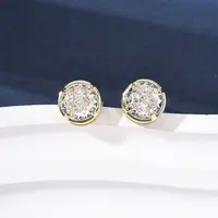 Brass Micro Pave Clear Cubic Zirconia Stud Earrings