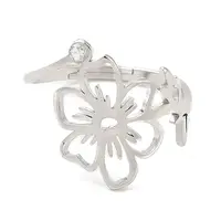 304 Stainless Steel with  Cubic Zirconia Adjustable Rings