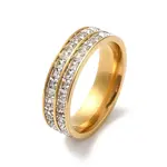 PVD Vacuum Plating 304 Stainless Steel Finger Ring with Cubic Zirconia