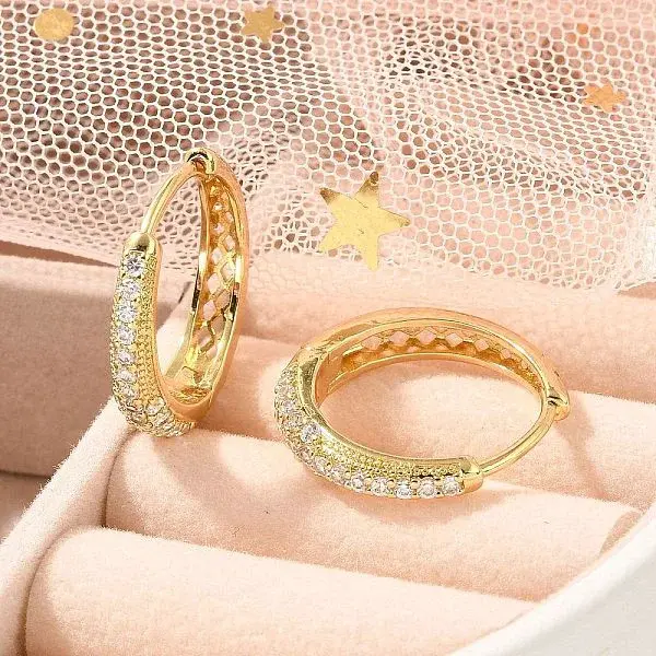 Rack Plating Brass Micro Pave Cubic Zirconia Hoop Earrings
