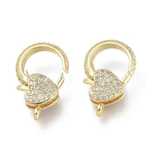 Brass Micro Pave Clear Cubic Zirconia Lobster Claw Clasps