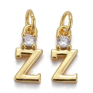 Brass Micro Pave Clear Cubic Zirconia Pendants