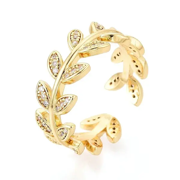 Brass Micro Pave Clear Cubic Zirconia Cuff Open Rings