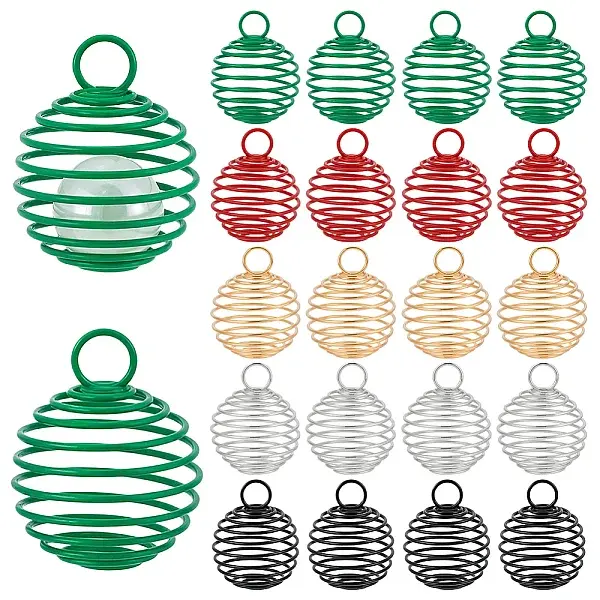 50Pcs 5 Colors Spray Painted Stainless Steel Wire Pendants