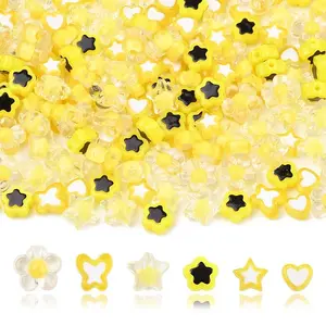 200Pcs 6 Styles Transparent & Opaque Acrylic Beads