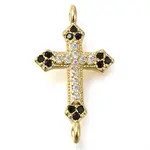 Brass Pave Black & Clear Cubic Zirconia Connector Charms