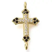 Brass Pave Black & Clear Cubic Zirconia Connector Charms