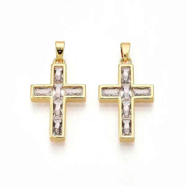 Brass Micro Pave Cubic Zirconia Pendants