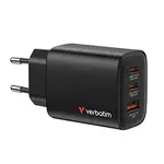 Verbatim Essentials, GaN nabíječka do sítě USB-A QC 3.0, 2 USB-C PD 3.0, černá, 65W, vyměnitelné vidlice EU/UK/US/AUS