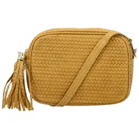 Dámská kožená crossbody kabelka žlutá - Delami Vera Pelle Teresia