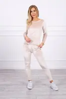 Kesi velurová souprava s volány na zádech béžová