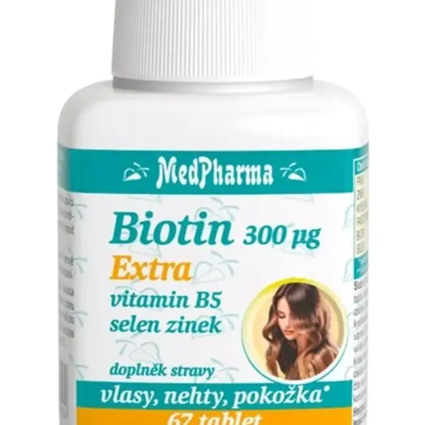 MEDPHARMA Biotin 300 µg Extra, vitamin B5, selen, zinek 67 tablet