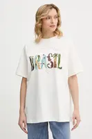 Bavlněné tričko Farm Rio dámské, béžová barva, 344380