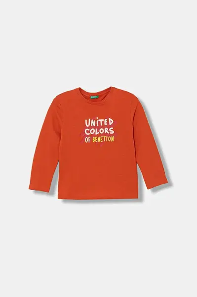 Dětské bavlněné tričko s dlouhým rukávem United Colors of Benetton