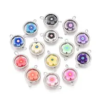 Polymer Clay Flower & CCB Ring Frame Links Connector Charms