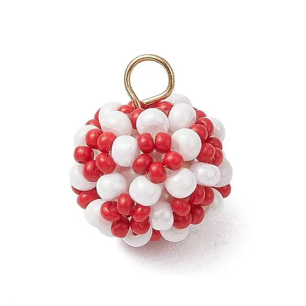 Glass Seed Beaded Round Pendants