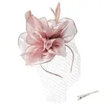 Feather Flower Mesh Veil Headband