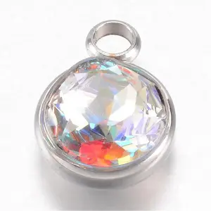 304 Stainless Steel Glass Rhinestone Charms