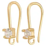 30Pcs Brass Micro Pave Clear Cubic Zirconia Earring Hooks