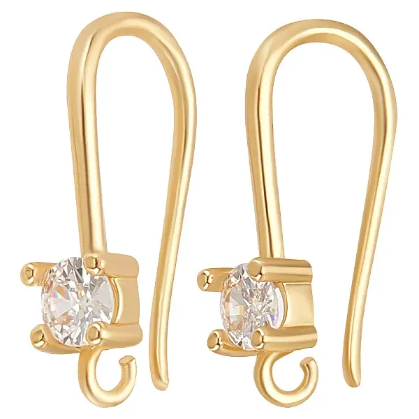 30Pcs Brass Micro Pave Clear Cubic Zirconia Earring Hooks