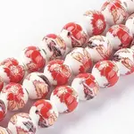 Handmade Flower Printed Porcelain Ceramic Beads Strands