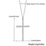 Cross Rhodium Plated 925 Sterling Silver Micro Pave Clear Cubic Zirconia Pendant Necklaces