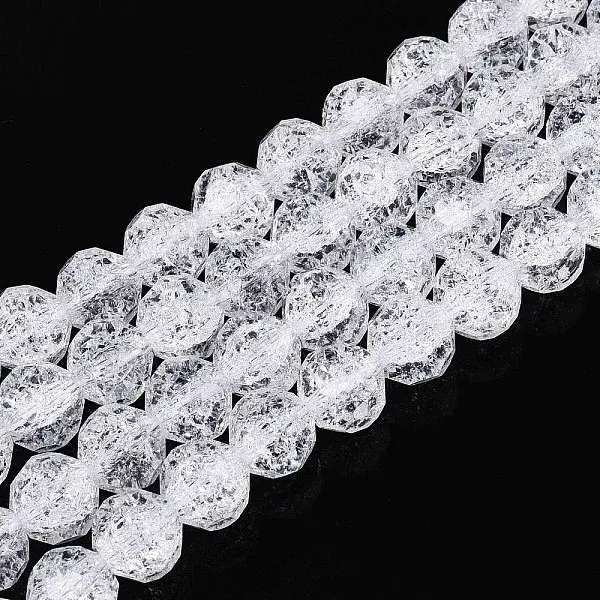 Transparent Crackle Glass Beads Strands