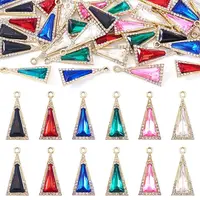 36Pcs 6 Colors Zinc Alloy Glass Pendants