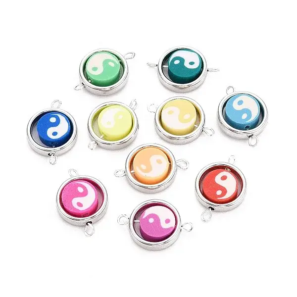 Polymer Clay Beads with CCB Plastic Frame Connector Charms