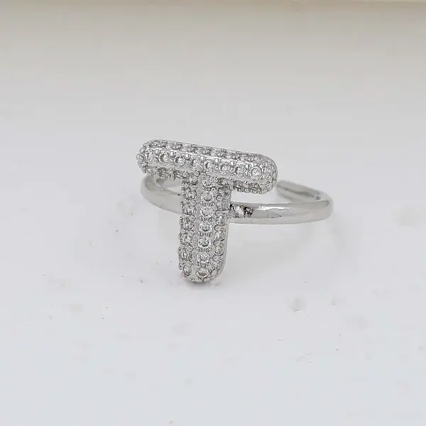 Brass Micro Pave Clear Cubic Zirconia Cuff Rings