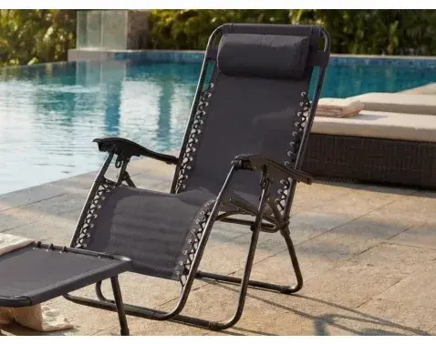 Polohovateľné záhradné kreslo Hannover, čierne%