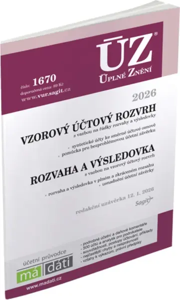 ÚZ č. 1670 - Vzorový účtový rozvrh pro podnikatele, rozvaha a výsledovka, 2026