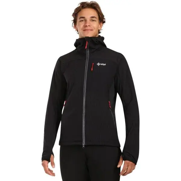 KILPI FRENI Pánska flísová mikina s kapucňou, čierna, veľkosť XXXL