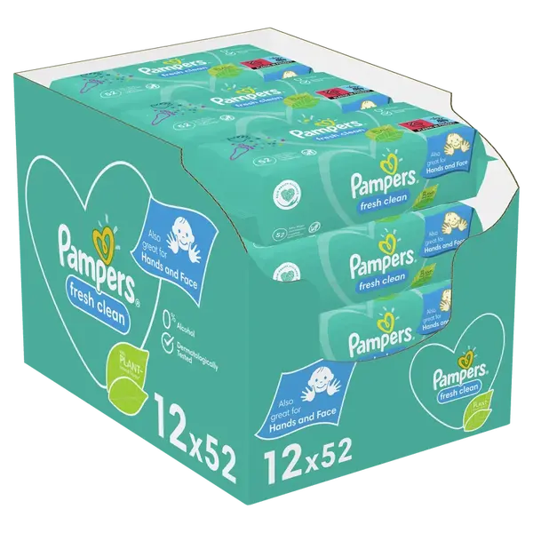 PAMPERS Fresh Clean Vlhčené ubrousky 12 x 52 ks