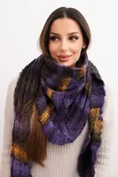 Dámská pletená šála z vlněné směsi KN20 fialová