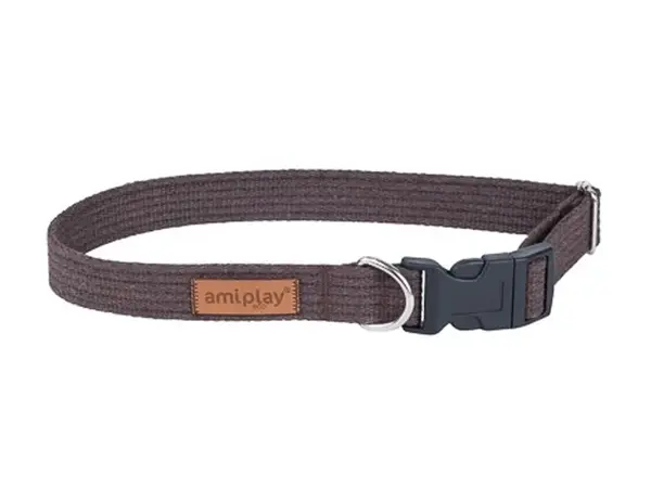 Amiplay Obojek nastavitelný Cotton hnědý | Obojky pro psy - S