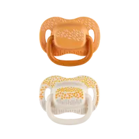 CANPOL BABIES Set symetrických silikonových dudlíků Mountains 0-6m, žlutý 2 ks