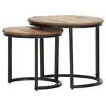 Landscape SADA KONFERENČNÍCH STOLKŮ, přírodní barvy, černá, dřevo, kov, 41/45/41/45/39/45 cm