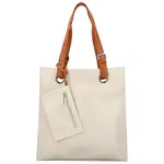 Módní dámská koženková kabelka na rameno Paytona, krémová