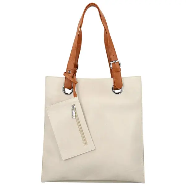 Módní dámská koženková kabelka na rameno Paytona, krémová