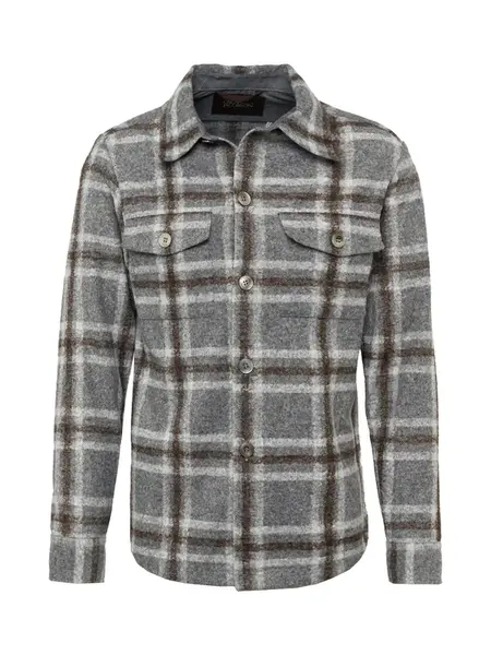 Oscar Jacobson Prechodná bunda 'Milron'  tmavohnedá / sivá / svetlosivá